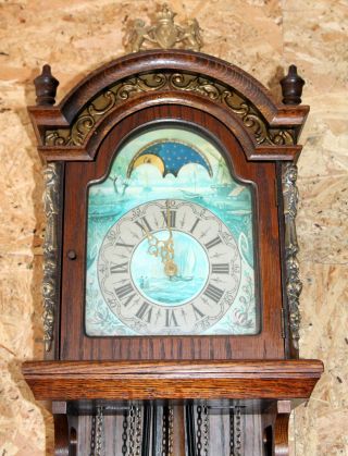 Old Big Dutch Wall Clock Frisian Westminster Zaandam Warmink with Moonphase117cm 2