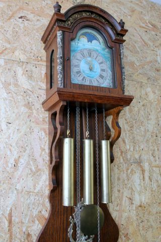 Old Big Dutch Wall Clock Frisian Westminster Zaandam Warmink with Moonphase117cm 4