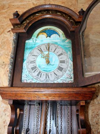 Old Big Dutch Wall Clock Frisian Westminster Zaandam Warmink with Moonphase117cm 5