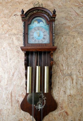 Old Big Dutch Wall Clock Frisian Westminster Zaandam Warmink with Moonphase117cm 7