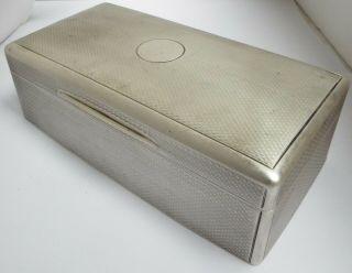 Fine Large Heavy English Antique 1911 Sterling Silver Cigarette Box Solid Lid