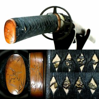 113 Japanese Samurai Edo Antique Daito Sword Koshirae With Signed Broken Blade.