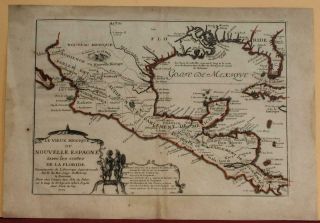 Mexico Florida Gulf Coast 1702 De Fer Unusual Antique Copper Engraved Map