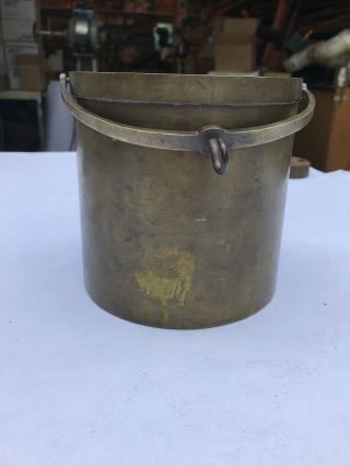 Antique Brass Grain Scale Container Pail