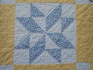 SO Pretty A Summer Cottage VINTAGE 30s Yellow Star QUILT Well Quilted 82x64 