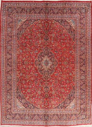 Vintage Traditional Floral RED Persian Area Rug Oriental Hand - Knotted Wool 10x13 2