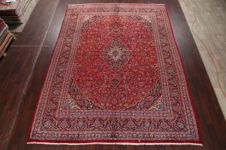 Vintage Traditional Floral RED Persian Area Rug Oriental Hand - Knotted Wool 10x13 3