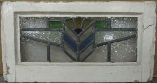 Old English Leaded Stained Glass Window Gorgeous Tiny Geometric 17 " X 9 "