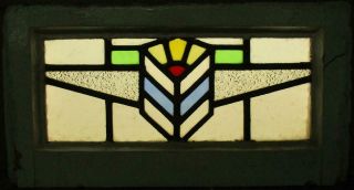 OLD ENGLISH LEADED STAINED GLASS WINDOW Gorgeous Tiny Geometric 17 