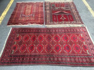 Antico - Swiss 3 Antique Bokhara Rugs 3`x 5`7 And 3`3 X 4`1 And 2`9 X Ft
