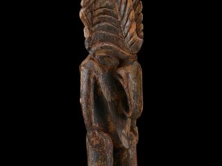 Old Ramu Or Sepik River Figure With Crocodile Headdress Papua Guinea