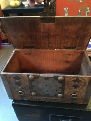 Arts Crafts Large Nouveau Jugendstil Metal / Wood Casket Box 10
