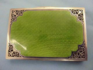 Rare Austrian Gilded Silver & Green Guilloche Enamel - Pierced Cigarette Case