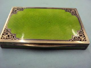 Rare Austrian Gilded Silver & Green Guilloche Enamel - Pierced Cigarette Case 2
