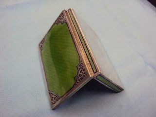 Rare Austrian Gilded Silver & Green Guilloche Enamel - Pierced Cigarette Case 8