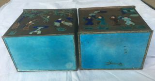PAIR (2) ANTIQUE CHINESE ENAMEL ON COPPER PLANTERS 7