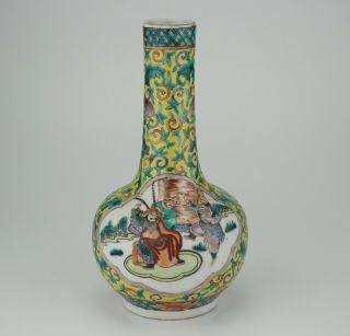 Fine Antique Chinese Famille Rose Porcelain Figurine Bottle Vase 19th C Qing