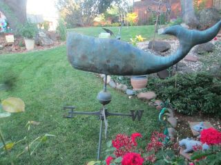 vintage antique copper whale weather vane barn roof top weathervane 2