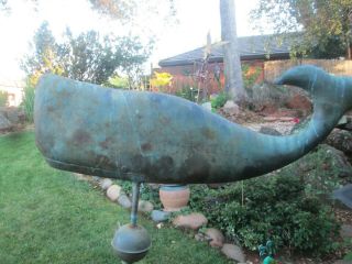 vintage antique copper whale weather vane barn roof top weathervane 3