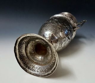 Large Antique Persian Middle Eastern Islamic Solid Silver Hallmarked Vase 671g 12