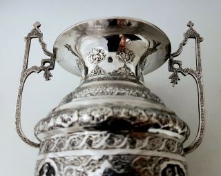 Large Antique Persian Middle Eastern Islamic Solid Silver Hallmarked Vase 671g 5