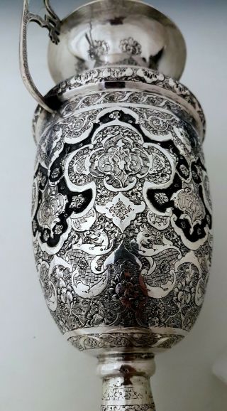 Large Antique Persian Middle Eastern Islamic Solid Silver Hallmarked Vase 671g 8