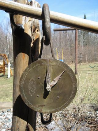 Vintage Brass Chatillon Hanging Scale Dynamometer Display 50 Lbs.