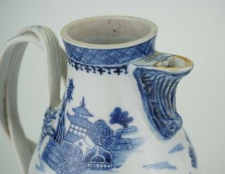 LARGE Antique Chinese Blue and White Porcelain Coffee Pot Jug & Lid 18th C 10