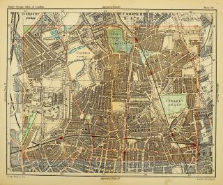1891 VICTORIAN MAP STREET PLAN LONDON STOKE NEWINGTON HACKNEY DOWNS DALSTON 2