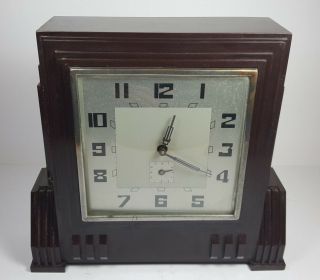 Art Deco French Unis Bakelite Cased Mantle / Alarm Clock
