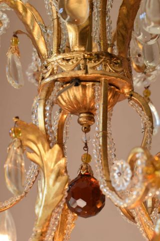 Italian Vintage Crystal Chandelier 6 arm Art Nouveau Hanging Antique Lighting 10