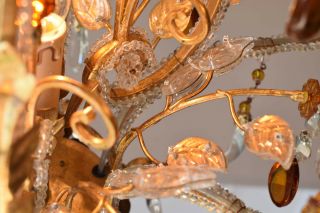 Italian Vintage Crystal Chandelier 6 arm Art Nouveau Hanging Antique Lighting 11