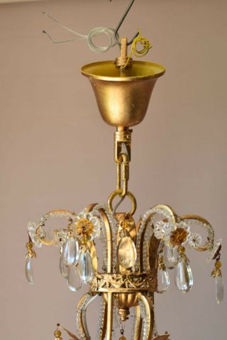 Italian Vintage Crystal Chandelier 6 arm Art Nouveau Hanging Antique Lighting 12