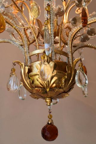 Italian Vintage Crystal Chandelier 6 arm Art Nouveau Hanging Antique Lighting 8