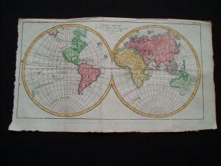 1750 Vaugondy Map World America United States Africa Europe Australia Asia Rare