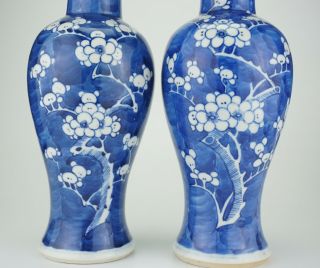 LARGE PAIR Antique CHINESE Blue and White Porcelain Prunus Vase & Lid 19th C 2
