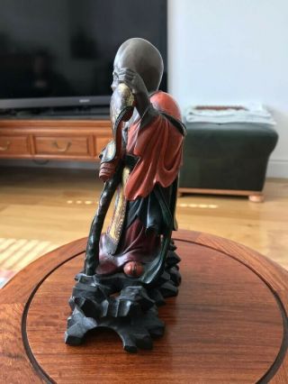 Antique Chinese Old Wooden Statue Hand Carved Qing 3