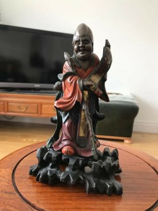 Antique Chinese Old Wooden Statue Hand Carved Qing 9