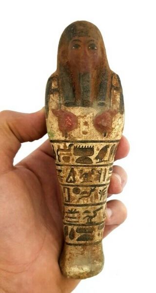 Rare Unique Ushabti Egyptian Ancient Faience Shabti Statue Mummy Egypt Stone