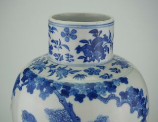 LARGE 38cm Antique Chinese Blue and White Porcelain Vase and Lid KANGXI 19th C 10