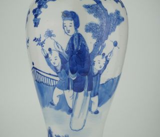 LARGE 38cm Antique Chinese Blue and White Porcelain Vase and Lid KANGXI 19th C 2