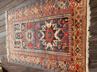 Antique Caucasian Prayer Rug Shirvan Kazak Kuba Oriental Carpet