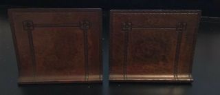 Antique Signed Roycroft Hammered Copper Bookends in Aurora Brown - 4
