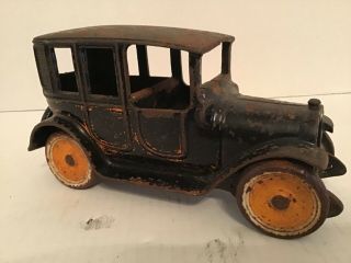 Vintage Arcade Yellow Taxi Cab Cast Iron Toy