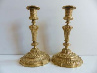 Antique French 19th Century Bronze Candlesticks 1850 