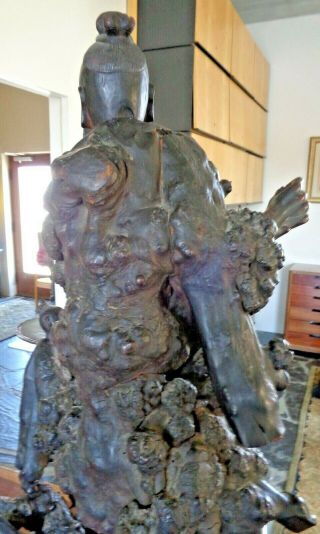 Large Chinese root sculpture of a fisherman with attendant 18th/19th c. 2