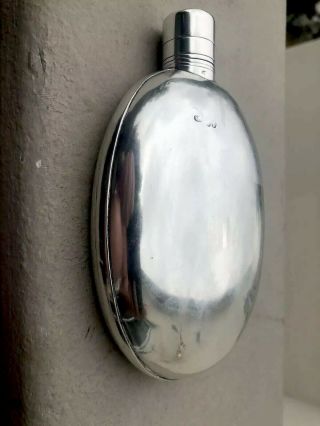 Oval Sterling Silver Antique Victorian Hip Flask Thomas Johnson 1869 London160g