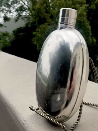 Oval Sterling Silver Antique Victorian Hip Flask Thomas Johnson 1869 London160G 2