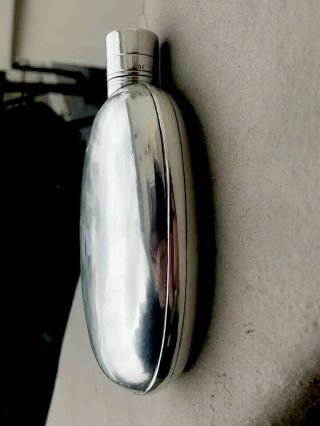 Oval Sterling Silver Antique Victorian Hip Flask Thomas Johnson 1869 London160G 4