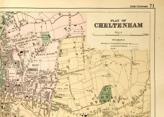 1895 MAP PLAN OF CHELTENHAM WINTER GARDEN CHARLTON PARK STATIONS ALSTONE COLLEGE 3